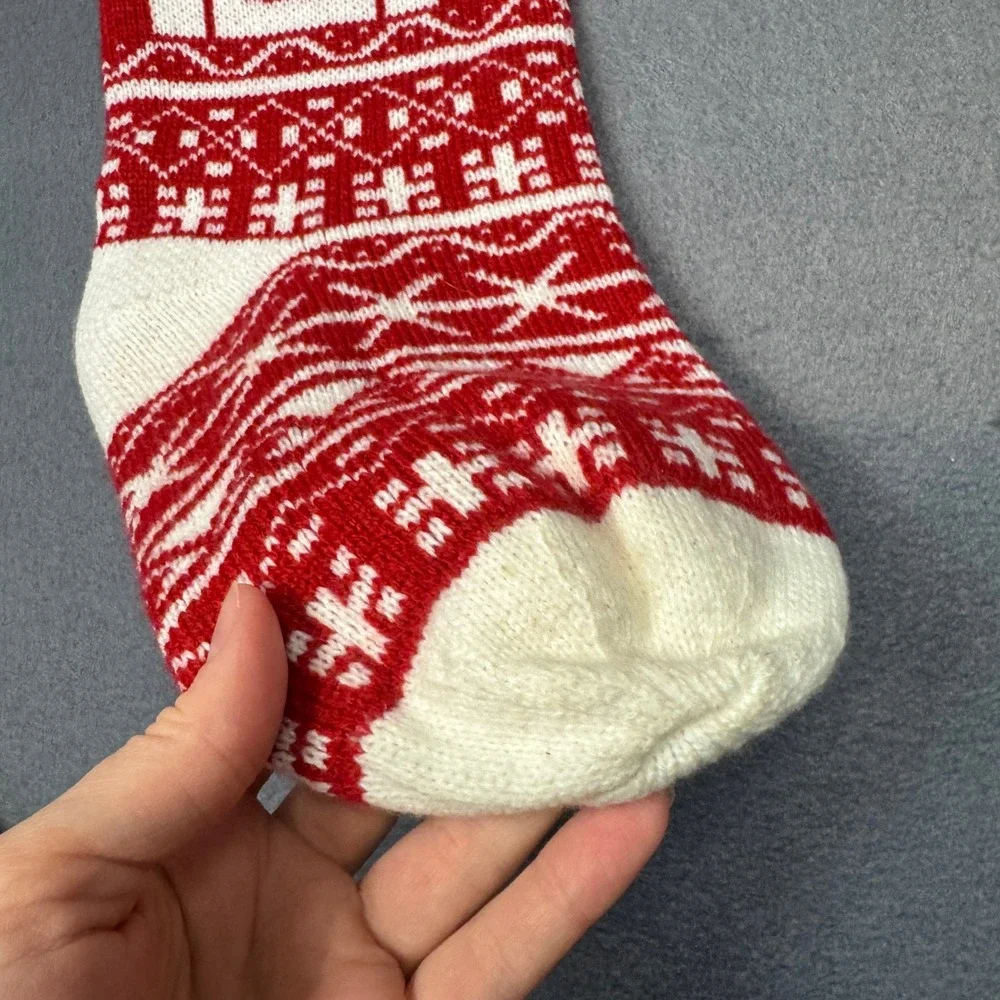 Red White Nutcracker Knit Christmas Stocking‎ Patterned Trees Holiday Soft 18in